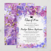 Paarse Waterverf Gold Splatter Graduter Party Kaart (Voorkant / Achterkant)