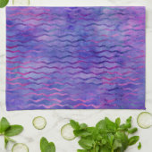 Paarse Waterverf golvende strepen modern Theedoek (Gevouwen)