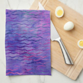 Paarse Waterverf golvende strepen modern Theedoek (Quarter Fold)