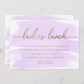 Paarse Waterverf Goud Dames Lunch Kaart (Voorkant / Achterkant)