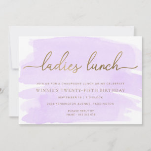 Paarse Waterverf Goud Dames Lunch Kaart