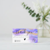 Paarse waterverf gouden glitter orde dank u visitekaartje (Staand voorkant)