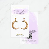 Paarse Waterverf & Gouden Oorbel Sieraden Display Visitekaartje