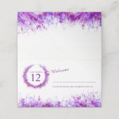 Paarse waterverf gras splash bruiloft plaats kaart plaatskaartje (Buitenkant ongevouwen)