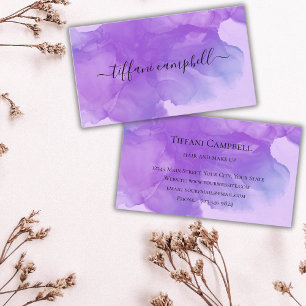 Paarse Waterverf Haar Make-up Beauty Bedrijf Visitekaartje