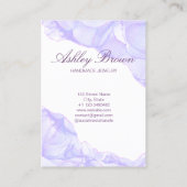 Paarse Waterverf Handgemaakte Sieraden Oorbel Disp Visitekaartje (Achterkant)