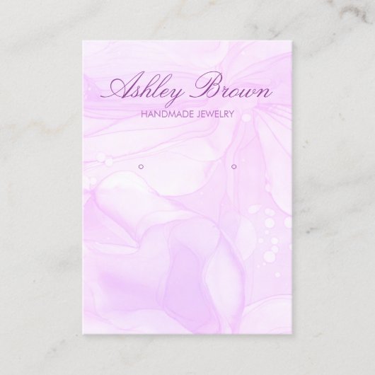 Paarse Waterverf Handgemaakte Sieraden Oorbel Disp Visitekaartje (Voorkant)