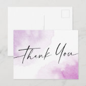 Paarse waterverf handgeschreven script bedankt briefkaart (Voorkant / Achterkant)