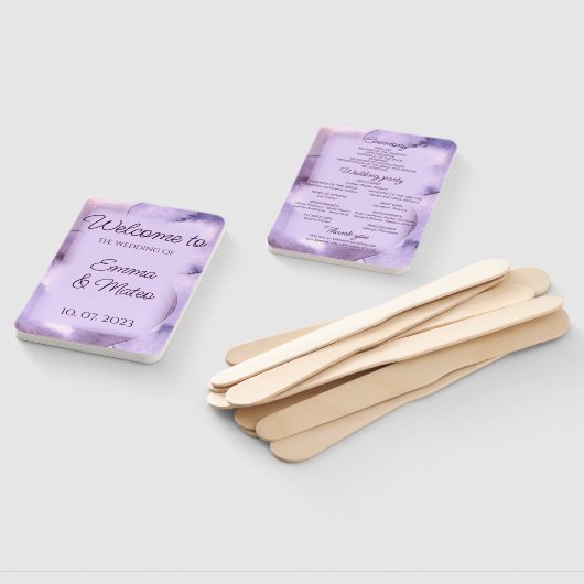 Paarse waterverf handwaaier (Niet-gemonteerd)