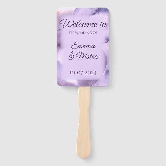 Paarse waterverf handwaaier (Voorkant)