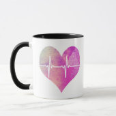 Paarse Waterverf Hart EKG Mok (Links)