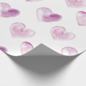 Paarse Waterverf Harten Valentijnsdag Cadeaupapier (Hoek)