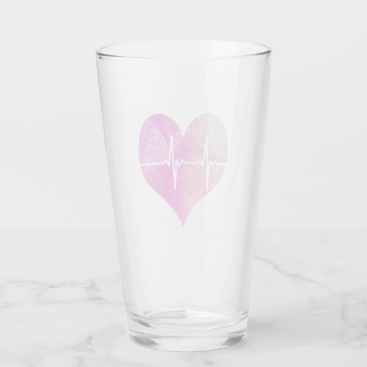 Paarse Waterverf Heart EKG Glas (Achterkant)