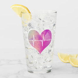 Paarse Waterverf Heart EKG Glas
