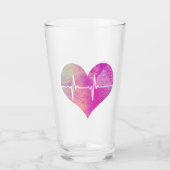 Paarse Waterverf Heart EKG Glas (Voorkant)