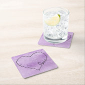 Paarse Waterverf Heart Wedding Grunge Vintage Kartonnen Onderzetters (Insitu)