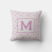 Paarse Waterverf Hearts Monogram Baby Nursery Kussen (Voorkant)
