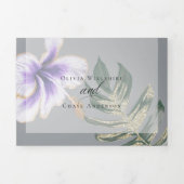 Paarse Waterverf Hibiscus Floral Wedding Drieluik Uitnodiging (Cover)