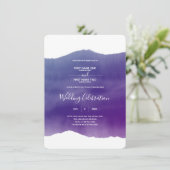 Paarse waterverf huwelijksuitnodiging kaart (Staand voorkant)