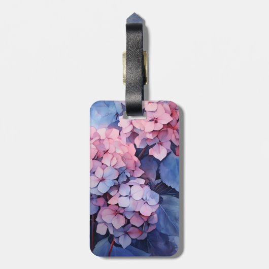 Paarse Waterverf Hydrangea Naam Sjabloon Bagagelabel (Achterkant verticaal)