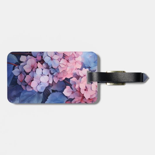  Paarse Waterverf Hydrangea Naam Sjabloon Bagagelabel (Achterkant horizontaal)