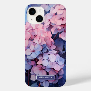  Paarse Waterverf Hydrangea Naam Sjabloon Case-Mate iPhone 14 Hoesje