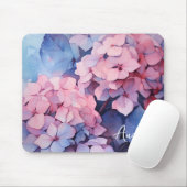 Paarse Waterverf Hydrangea Naam Sjabloon Muismat (Met muis)