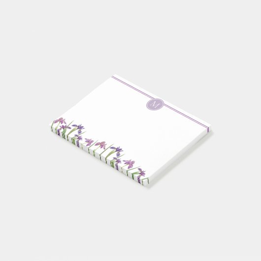 Paarse Waterverf Iris 4 x 3 inch Botanische monogr Post-it® Notes (Schuin)