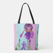 Paarse Waterverf iris bloem meisjes bloemenzak Tote Bag (Achterkant)
