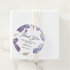 Paarse Waterverf Iris Floral Dank u Bedankjes Labels