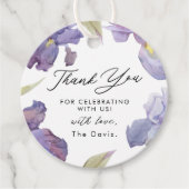 Paarse Waterverf Iris Floral Dank u Bedankjes Labels (Voorkant)