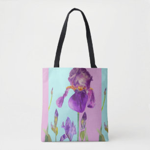 Paarse Waterverf Iris Flower Girls Floral Bag Tote Bag