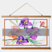 Paarse waterverf iris gepersonaliseerd hangend wandkleed (Voorkant)