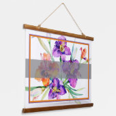 Paarse waterverf iris gepersonaliseerd hangend wandkleed (Gebogen)