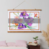 Paarse waterverf iris gepersonaliseerd hangend wandkleed (Slaapkamer)