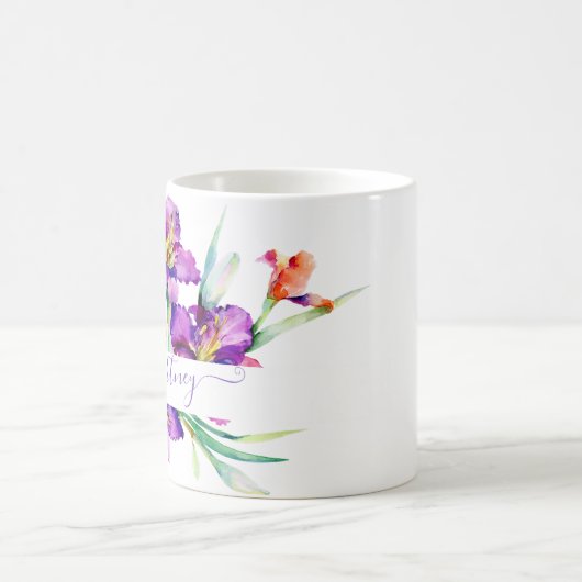 Paarse waterverf Iris gepersonaliseerd Koffiemok (Center)