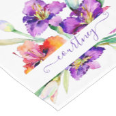 Paarse waterverf Iris gepersonaliseerd Korte Tafelloper (Hoek)