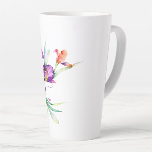Paarse waterverf Iris gepersonaliseerd Latte Mok (Rechterhoek)