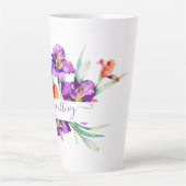 Paarse waterverf Iris gepersonaliseerd Latte Mok (Voorkant)