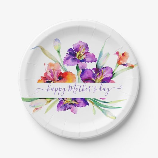 Paarse waterverf Iris gepersonaliseerd Papieren Bordje (Voorkant)