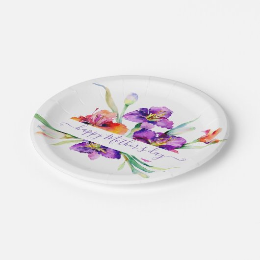 Paarse waterverf Iris gepersonaliseerd Papieren Bordje (Gekanteld)