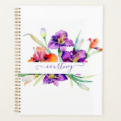 Paarse waterverf Iris gepersonaliseerd Planner (Voorkant)