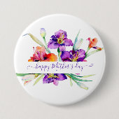 Paarse waterverf Iris gepersonaliseerd Ronde Button 7,6 Cm (Voorkant)