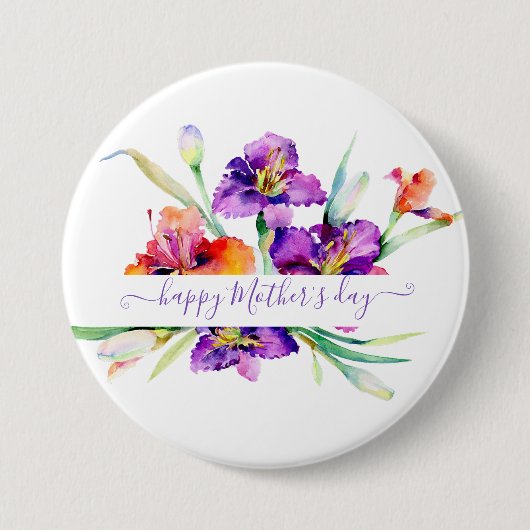 Paarse waterverf Iris gepersonaliseerd Ronde Button 7,6 Cm (Voorkant)
