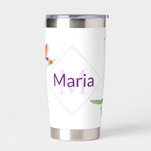 Paarse waterverf Iris gepersonaliseerde koffie Mok Geïsoleerde Drinkbeker (Links)