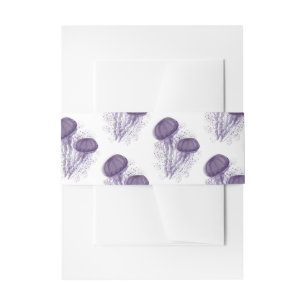 Paarse Waterverf Jellyfish Nautical Art Wedding Uitnodigingen Wikkel