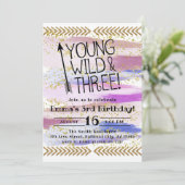 Paarse Waterverf Jonge wilde en Drie derde verjaar Kaart (Staand voorkant)