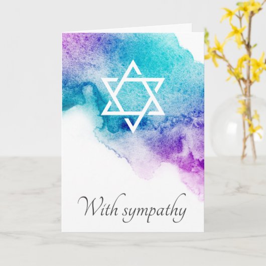 Paarse waterverf Joodse condoleanskaart Kaart (Gele Bloem)