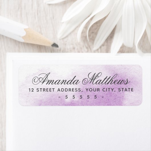 Paarse waterverf kalligrafie scriptadres etiket (Insitu)