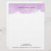 Paarse Waterverf Kantoor Letterhead Briefhoofd (Voorkant / Achterkant)